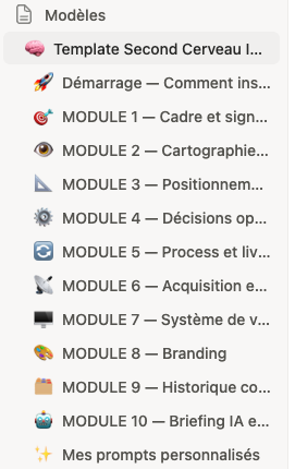 Aperçu du template Notion Second Cerveau